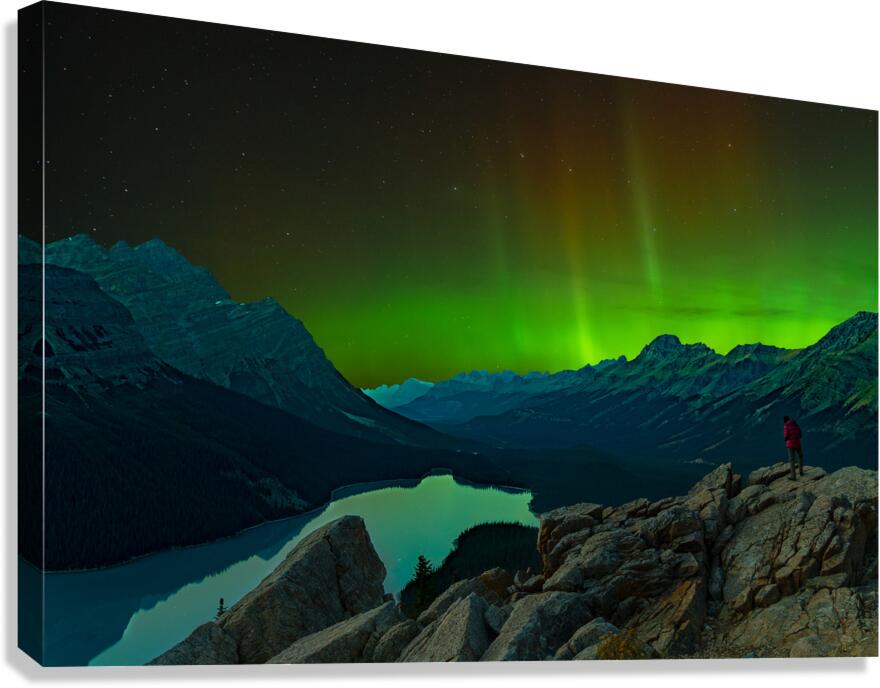 Aurora s Dance at Peyto Lake Canvas Print